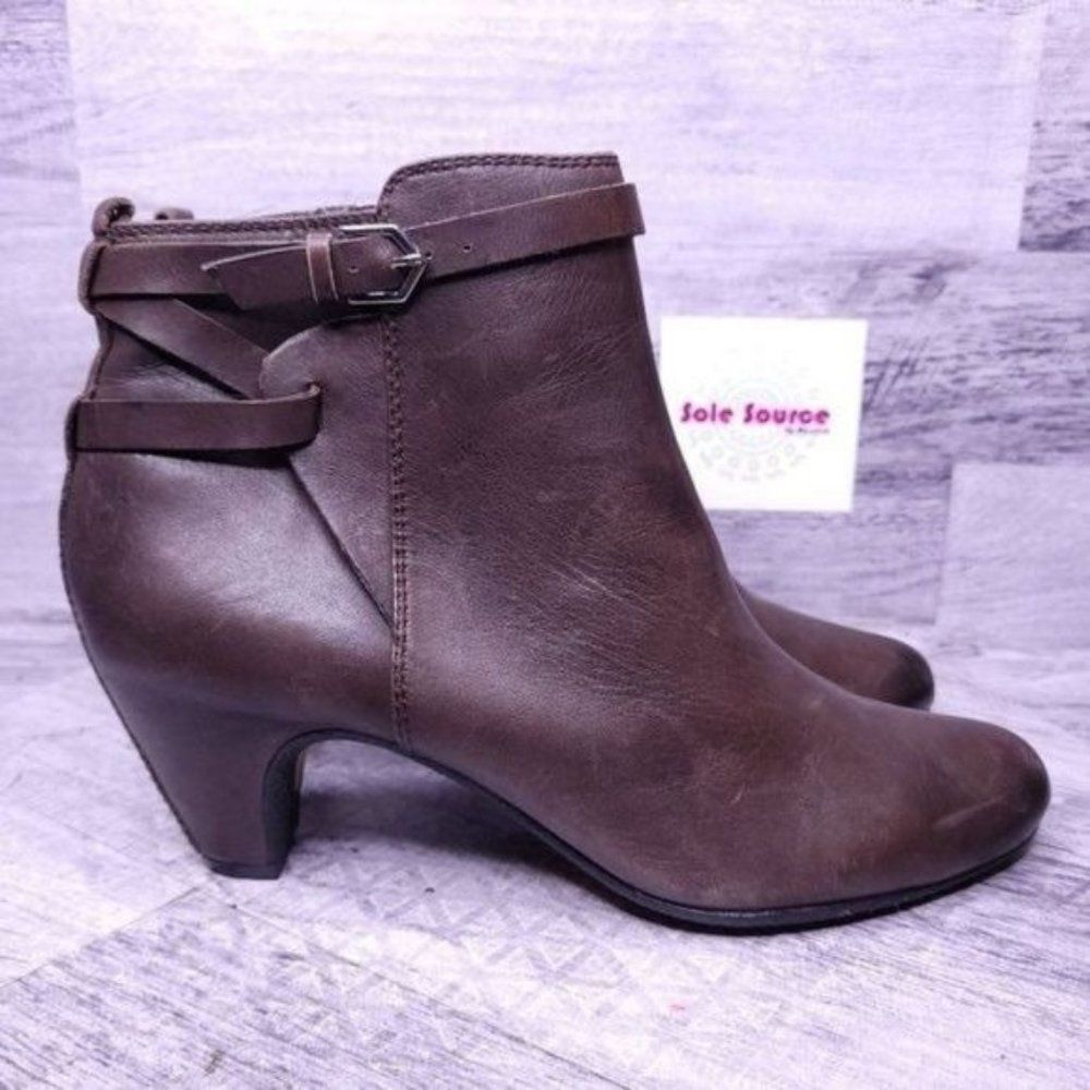 Sam Edelman Maddox Heeled Leather Ankle Boot Brown Women's sz 10
